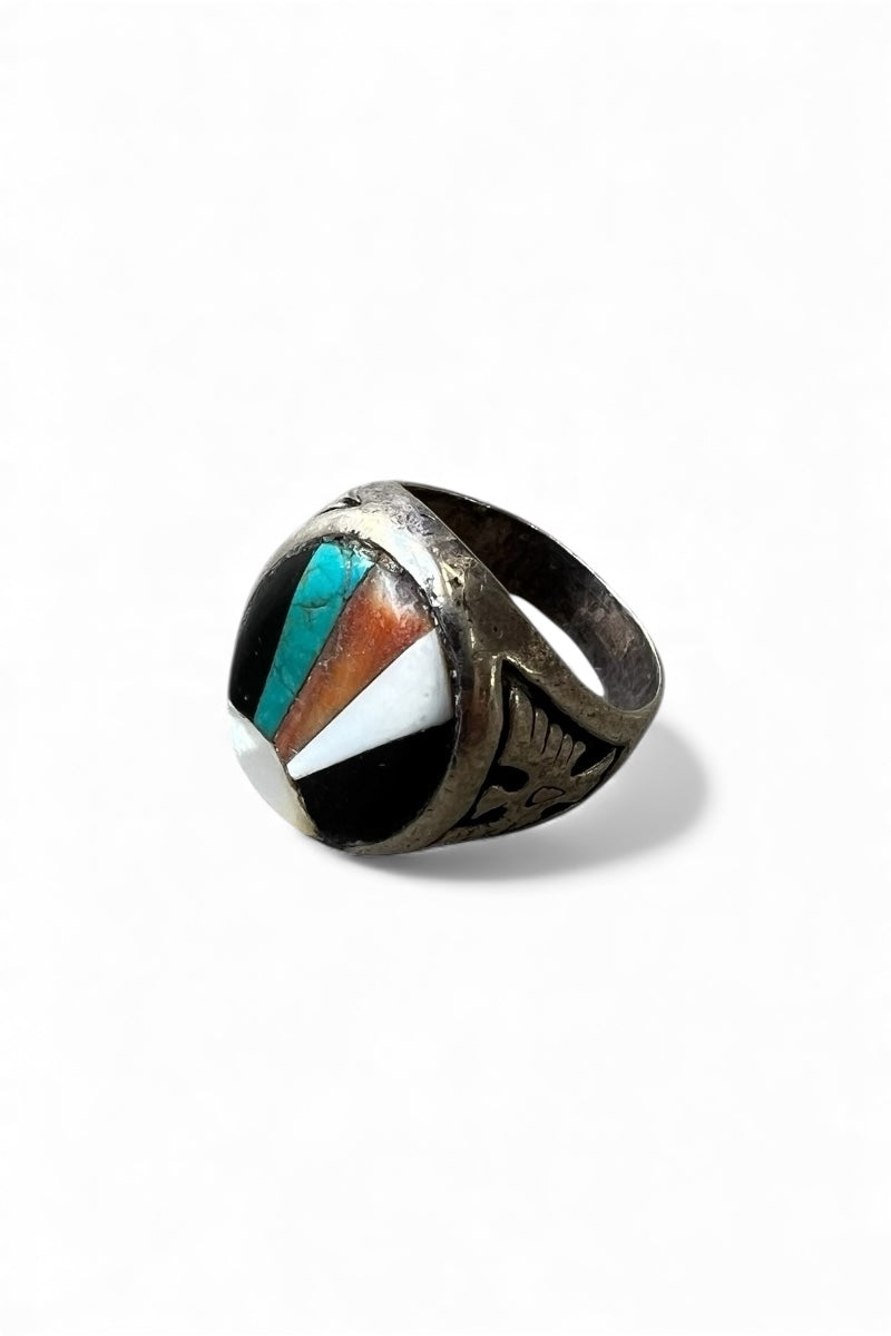 925 SILVER RING W/STONES / SILVER [SIZE: US 9.5 (approx.) USED]
