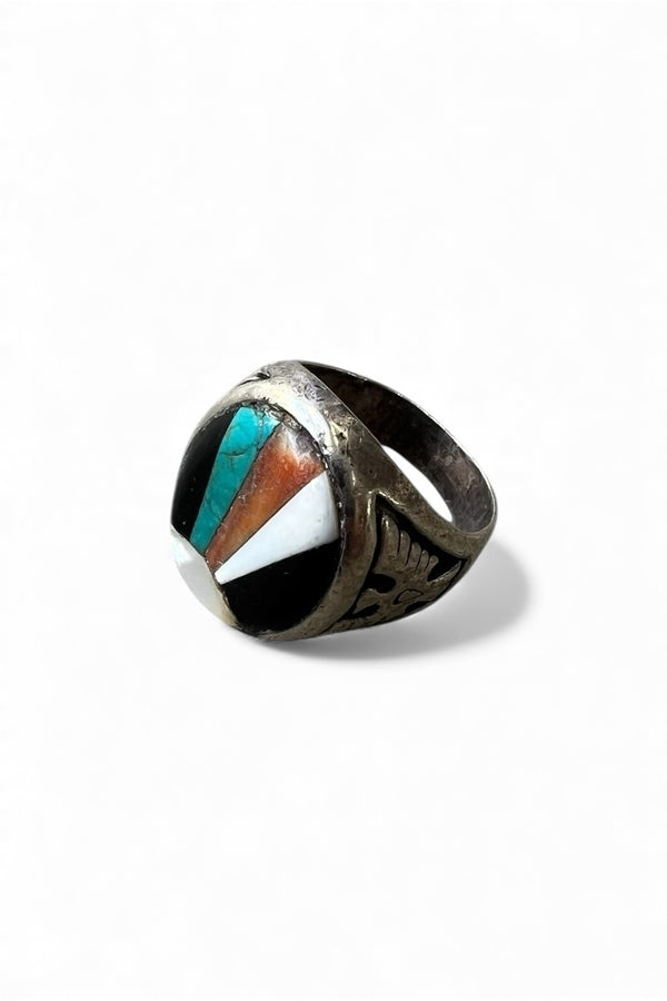 925 SILVER RING W/STONES / SILVER [SIZE: US 9.5 (approx.) USED]