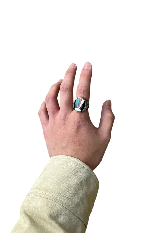 925 SILVER RING W/STONES / SILVER [SIZE: US 9.5 (approx.) USED]