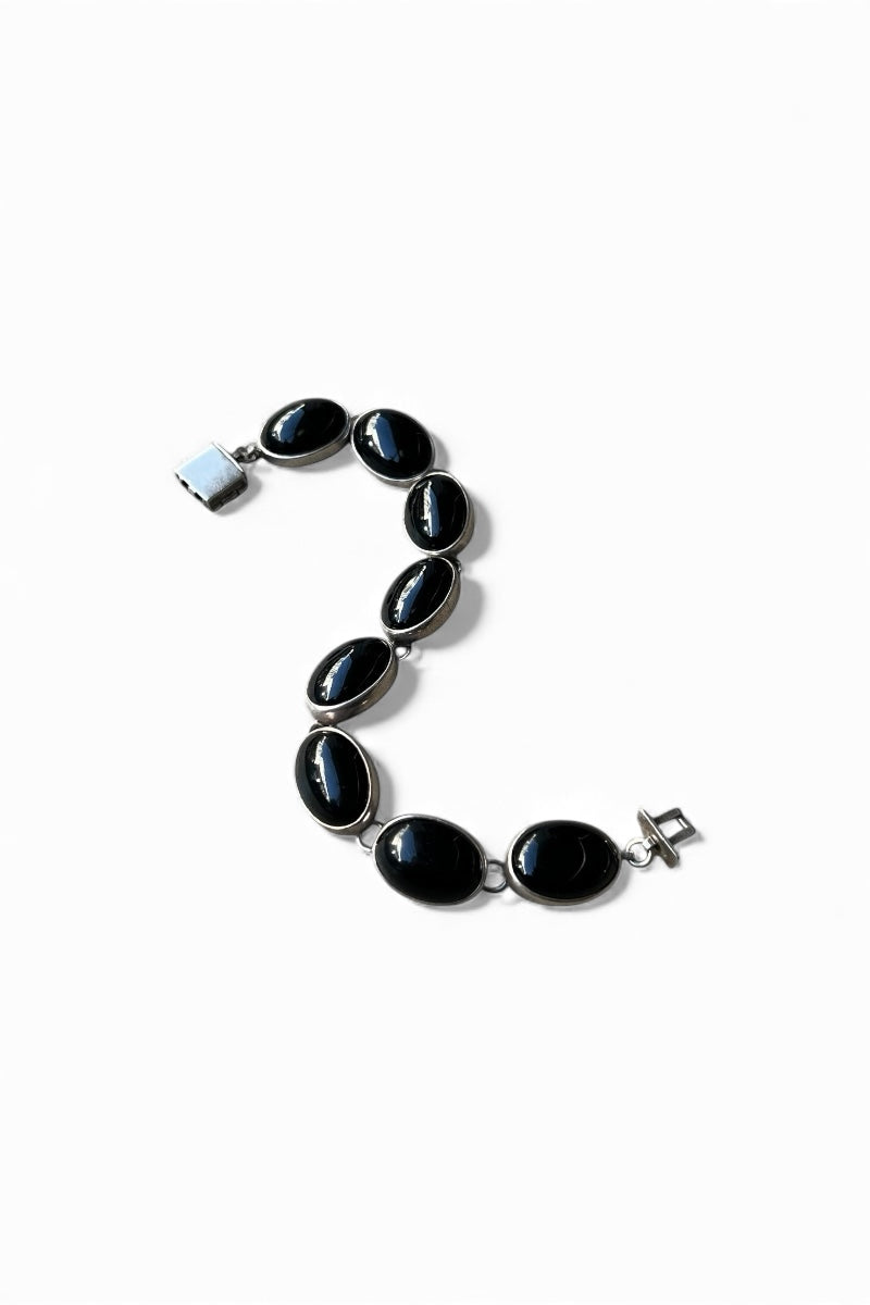 925 SILVER BRACELET W/ONYX / SILVER [SIZE: ONE SIZE USED]