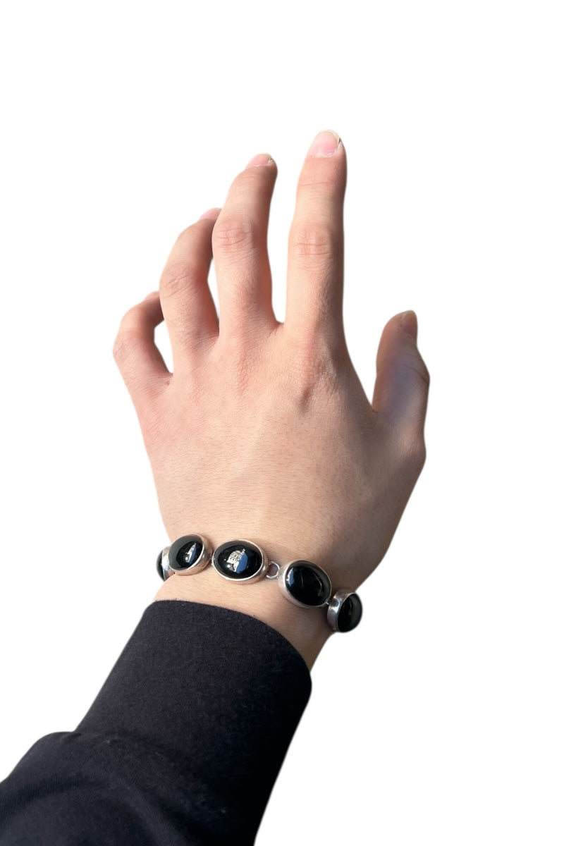 925 SILVER BRACELET W/ONYX / SILVER [SIZE: ONE SIZE USED]