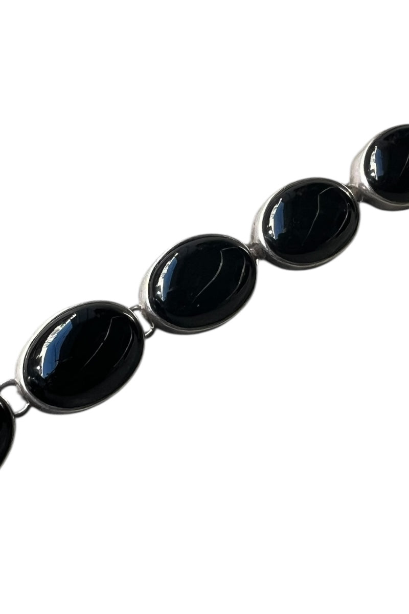 925 SILVER BRACELET W/ONYX / SILVER [SIZE: ONE SIZE USED]