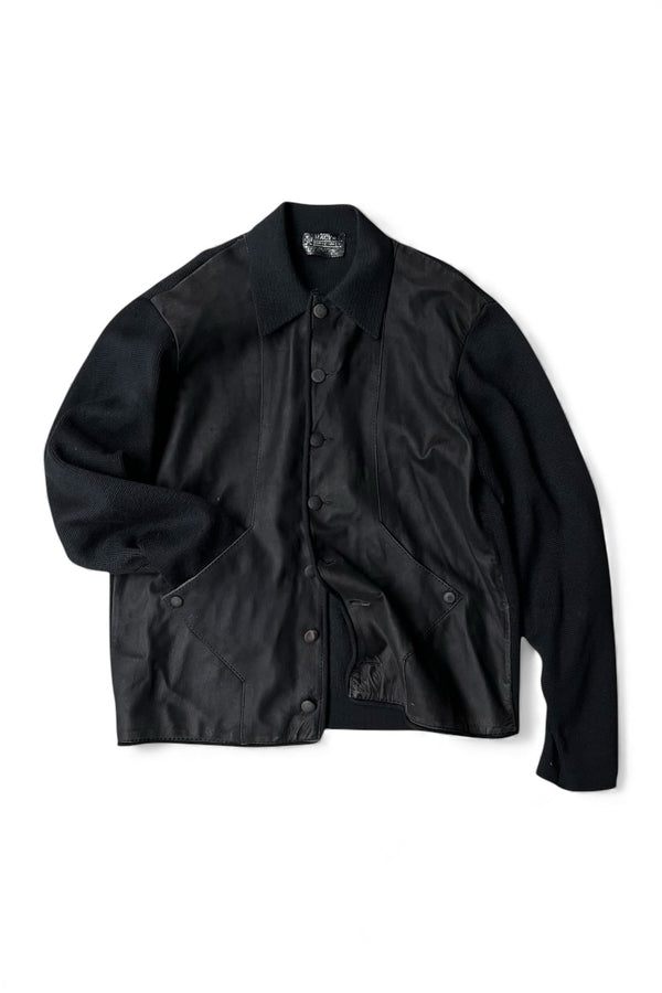 MADE IN ITALY 70-80'S SUEDE KNIT JACKET / BLACK [SIZE: L USED]