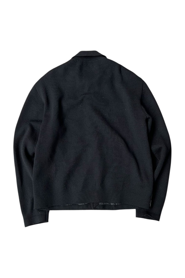 MADE IN ITALY 70-80'S SUEDE KNIT JACKET / BLACK [SIZE: L USED]