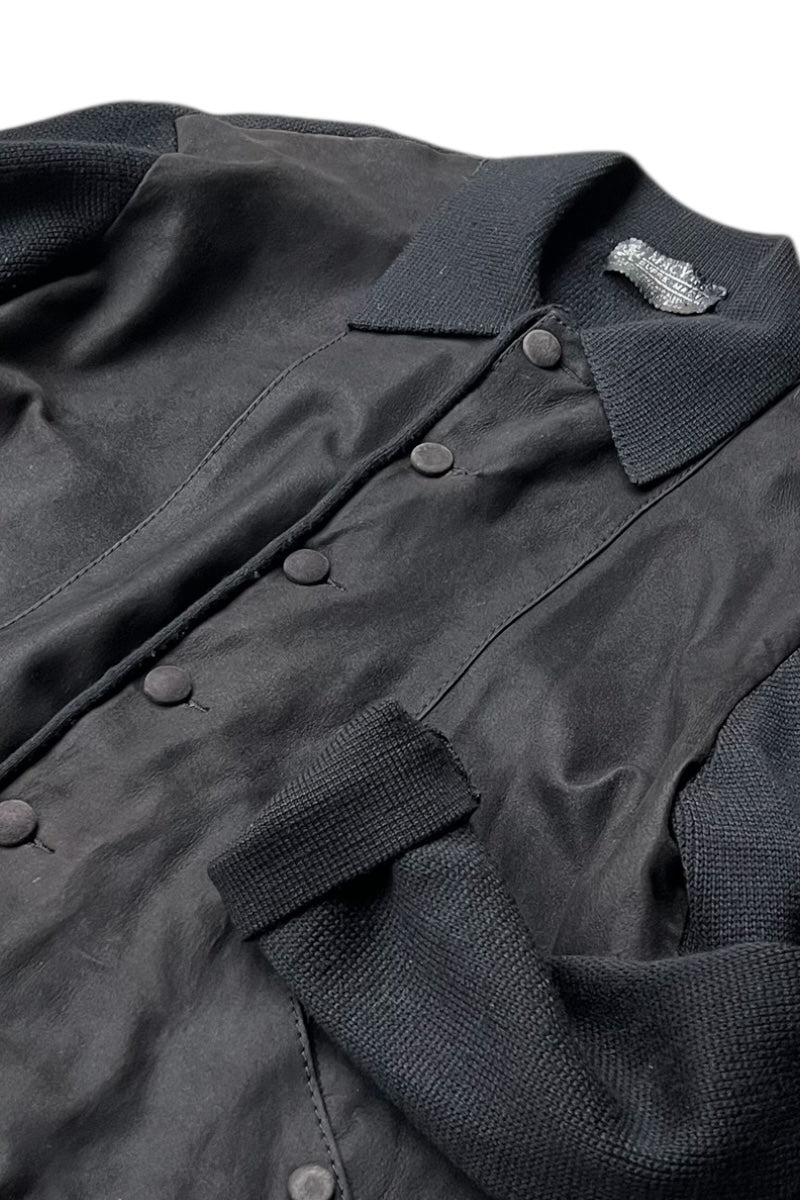 MADE IN ITALY 70-80'S SUEDE KNIT JACKET / BLACK [SIZE: L USED]