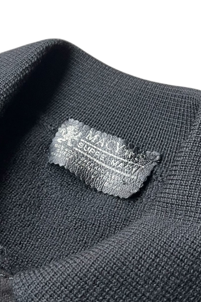 MADE IN ITALY 70-80'S SUEDE KNIT JACKET / BLACK [SIZE: L USED]