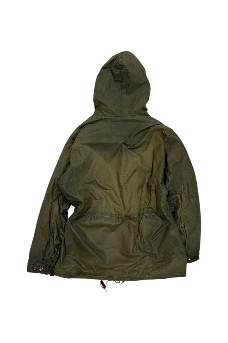90'S ZIP UP OILED HOODIE JACKET / OLIVE [SIZE: XL USED]
