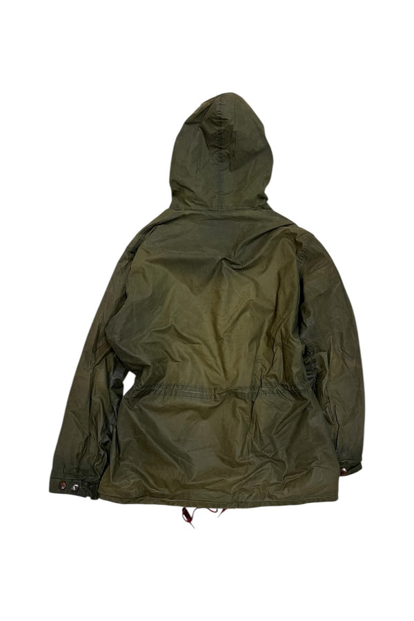 90'S ZIP UP OILED HOODIE JACKET / OLIVE [SIZE: XL USED]