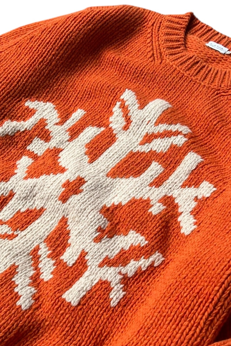 MADE IN ENGLAND WOOL KNIT SWEATER / ORANGE [SIZE: M USED]