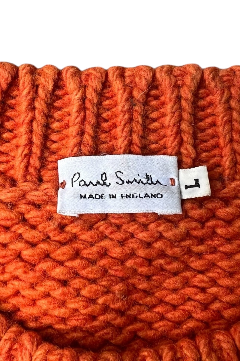 MADE IN ENGLAND WOOL KNIT SWEATER / ORANGE [SIZE: M USED]