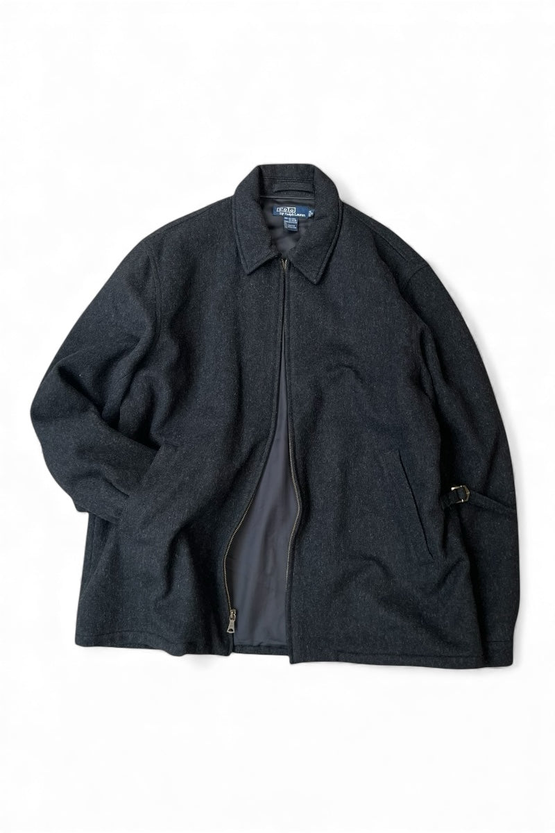 90'S WOOL ZIP UP JACKET / CHARCOAL [SIZE: L USED]