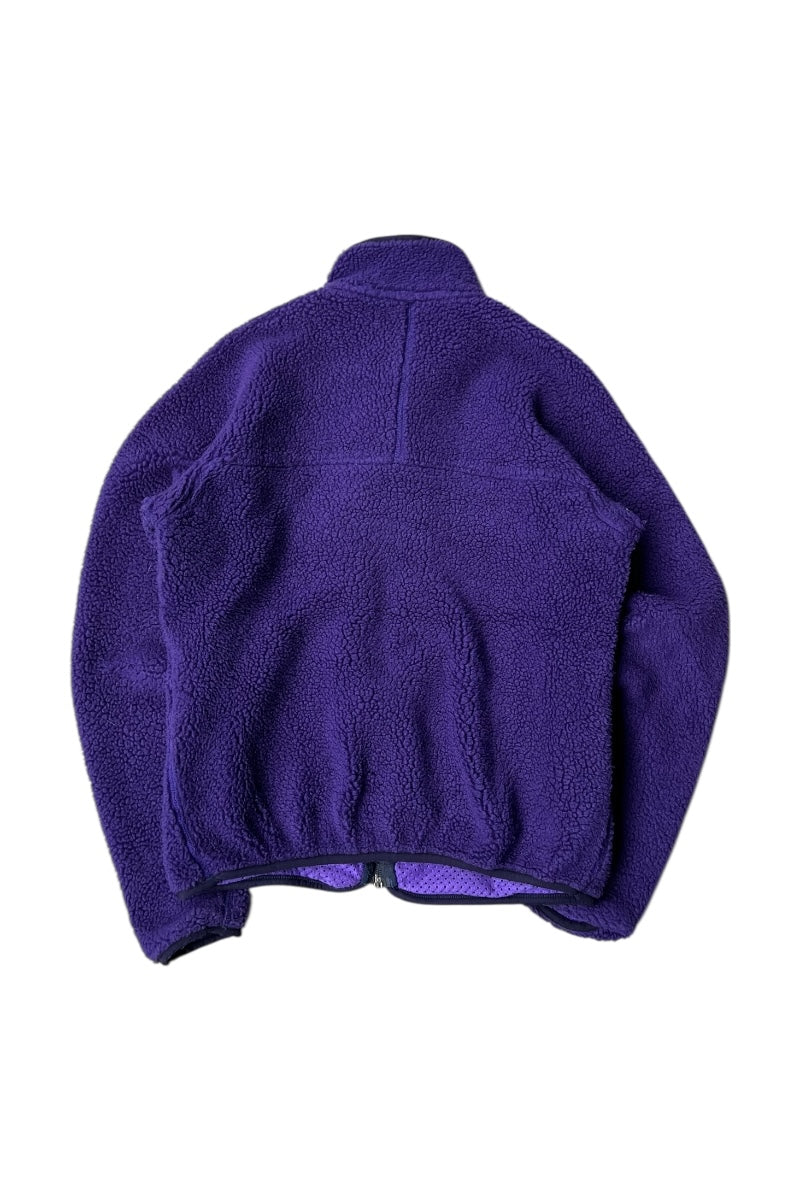 MADE IN USA 90'S BABY RETRO CARDIGAN FLEECE ZIP JACKET / PURPLE [SIZE: S USED]