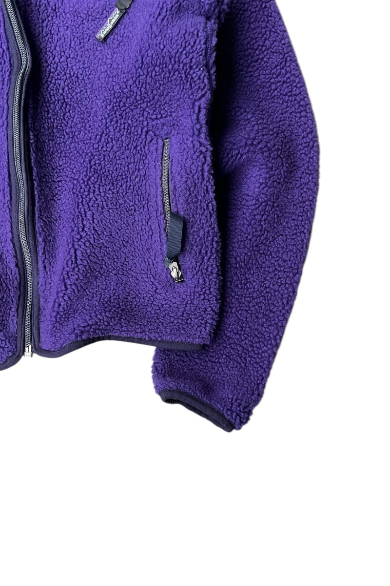 MADE IN USA 90'S BABY RETRO CARDIGAN FLEECE ZIP JACKET / PURPLE [SIZE: S USED]