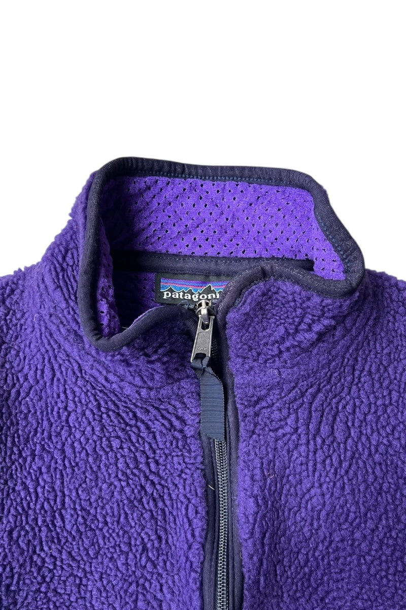 MADE IN USA 90'S BABY RETRO CARDIGAN FLEECE ZIP JACKET / PURPLE [SIZE: S USED]