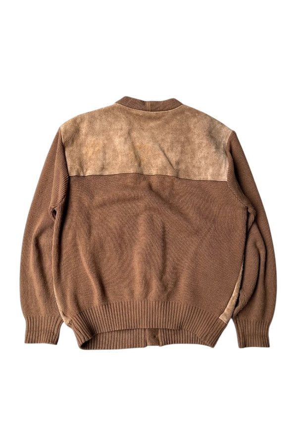 80'S SUEDE KNIT CARDIGAN / BEIGE [SIZE: XL USED]