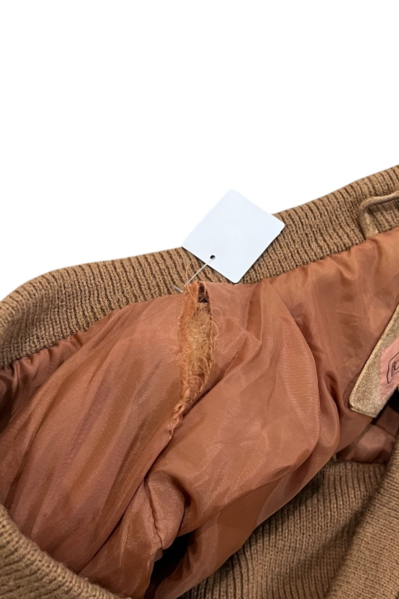80'S SUEDE KNIT CARDIGAN / BEIGE [SIZE: XL USED]