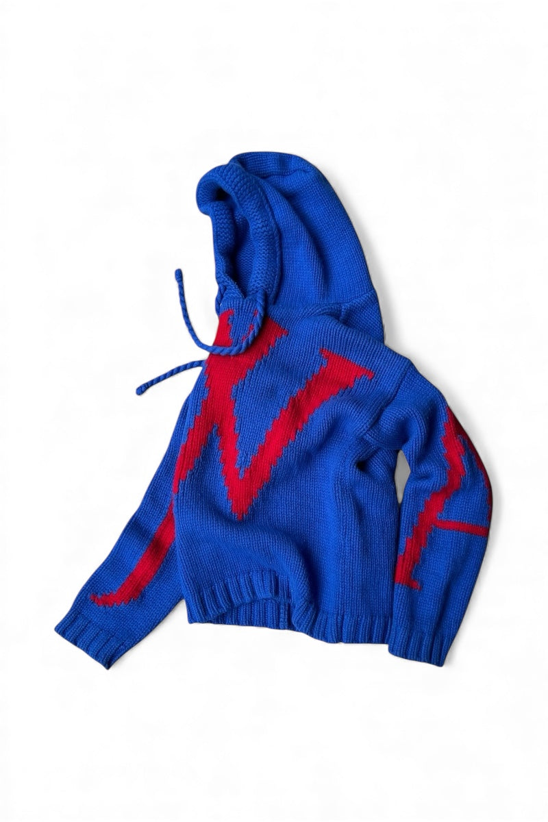 21AW HOODIE KNIT SWEATER / BLUE [SIZE: L USED]
