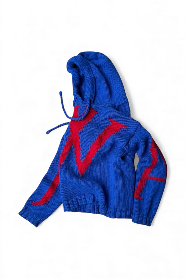 21AW HOODIE KNIT SWEATER / BLUE [SIZE: L USED]