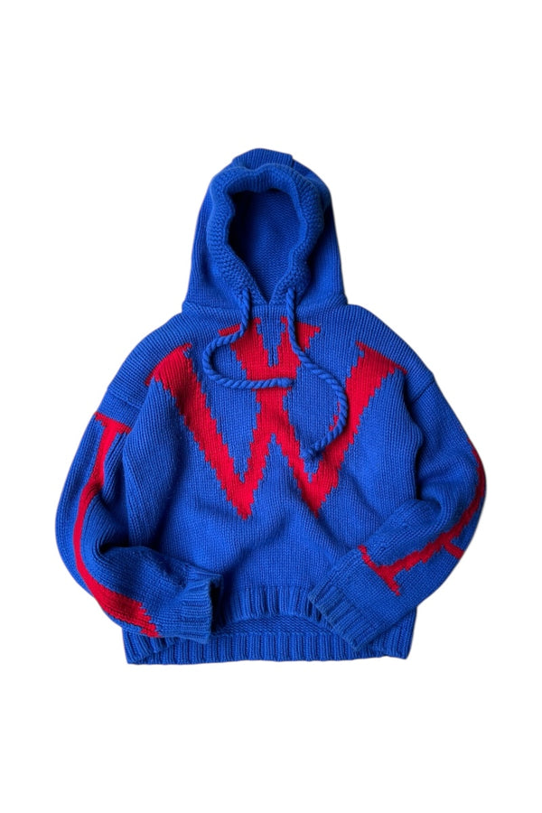 21AW HOODIE KNIT SWEATER / BLUE [SIZE: L USED]