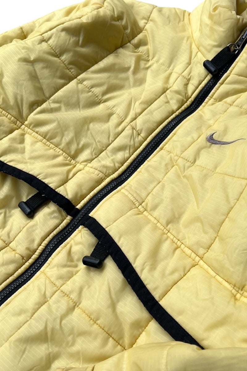 Y2K EARLY 00'S RIPSTOP NYLON PUFF JACKET / YELLOW [SIZE: M USED]