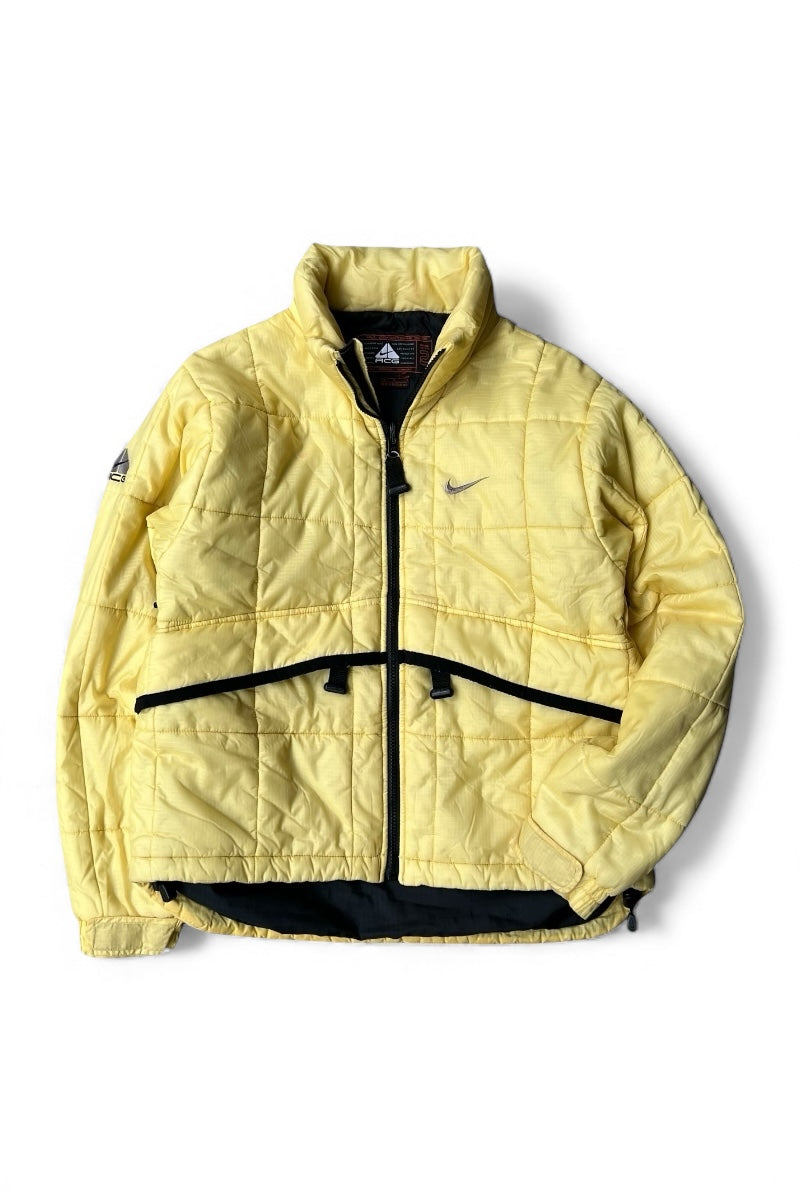 Y2K EARLY 00'S RIPSTOP NYLON PUFF JACKET / YELLOW [SIZE: M USED]