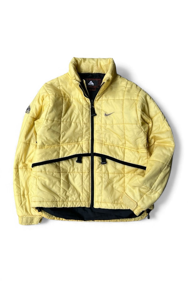 Y2K EARLY 00'S RIPSTOP NYLON PUFF JACKET / YELLOW [SIZE: M USED]