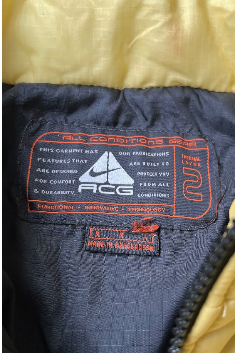 Y2K EARLY 00'S RIPSTOP NYLON PUFF JACKET / YELLOW [SIZE: M USED]