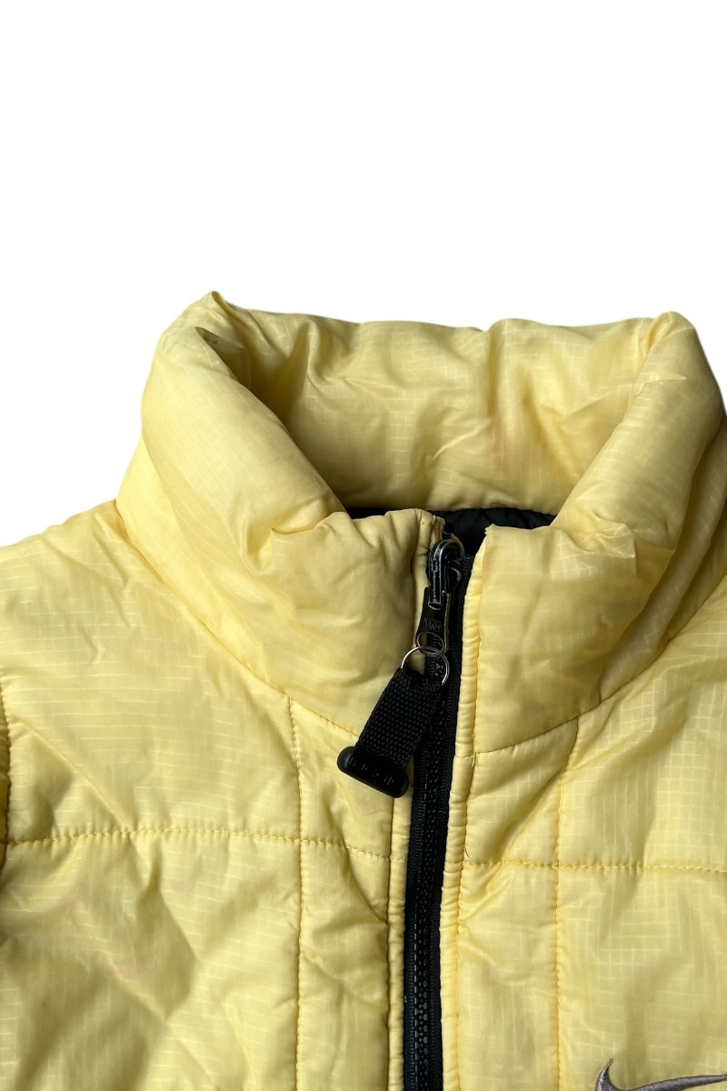 Y2K EARLY 00'S RIPSTOP NYLON PUFF JACKET / YELLOW [SIZE: M USED]