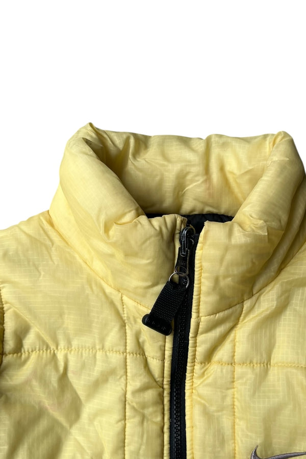 Y2K EARLY 00'S RIPSTOP NYLON PUFF JACKET / YELLOW [SIZE: M USED]