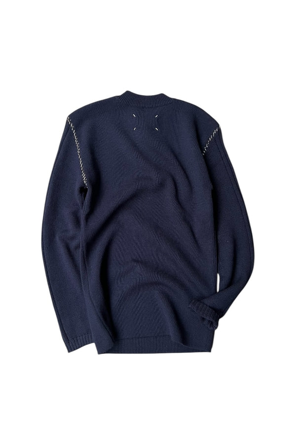 MADE IN ROMANIA 22SS OWL PATCH SWEATER / NAVY [SIZE: S DEADSTOCK/NOS]