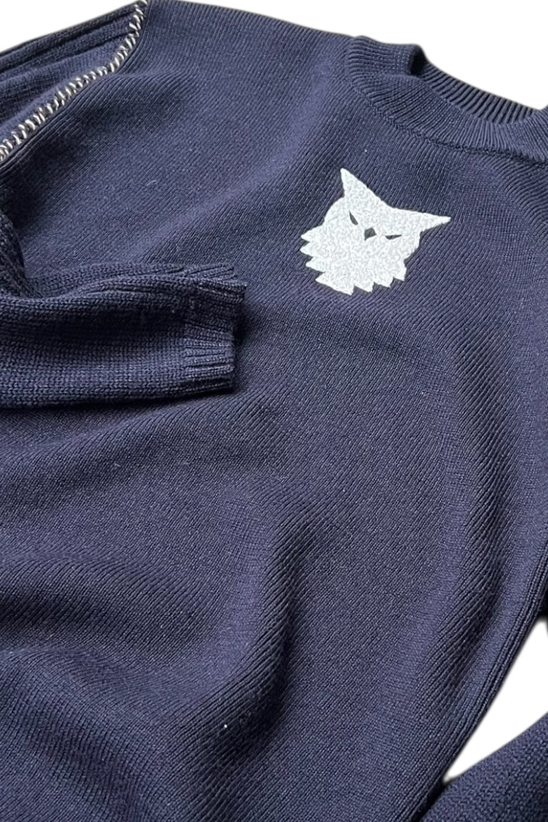 MADE IN ROMANIA 22SS OWL PATCH SWEATER / NAVY [SIZE: S DEADSTOCK/NOS]