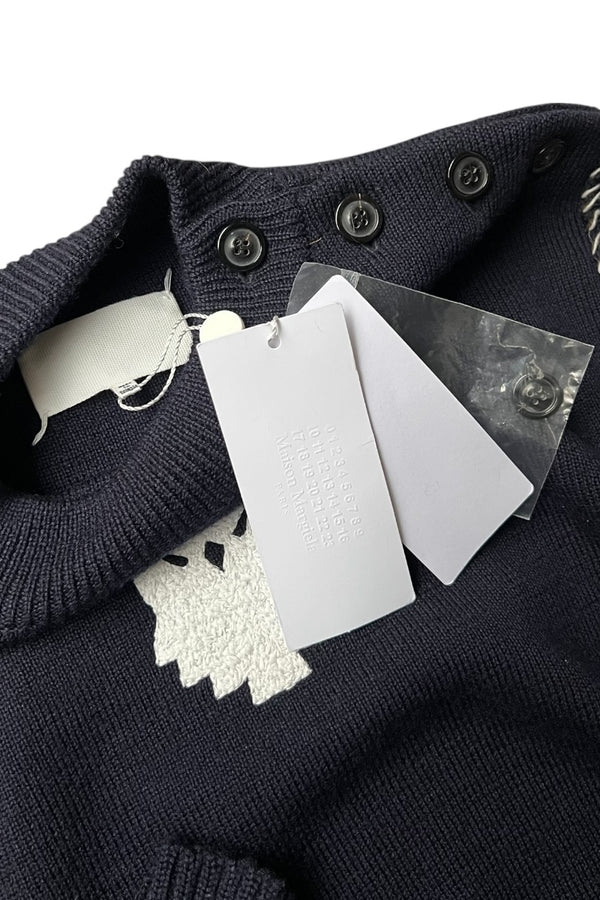 MADE IN ROMANIA 22SS OWL PATCH SWEATER / NAVY [SIZE: S DEADSTOCK/NOS]