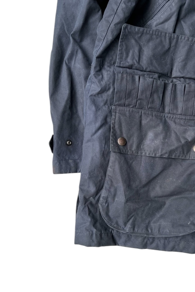 90'S ZIP UP OILED JACKET / NAVY [SIZE: XL USED]