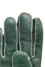 画像をギャラリービューアに読み込む, MADE IN ITALY DEER SKIN LEATHER GLOVE W/CASHMERE LINNER / GREEN [SIZE: ONE SIZE USED]
