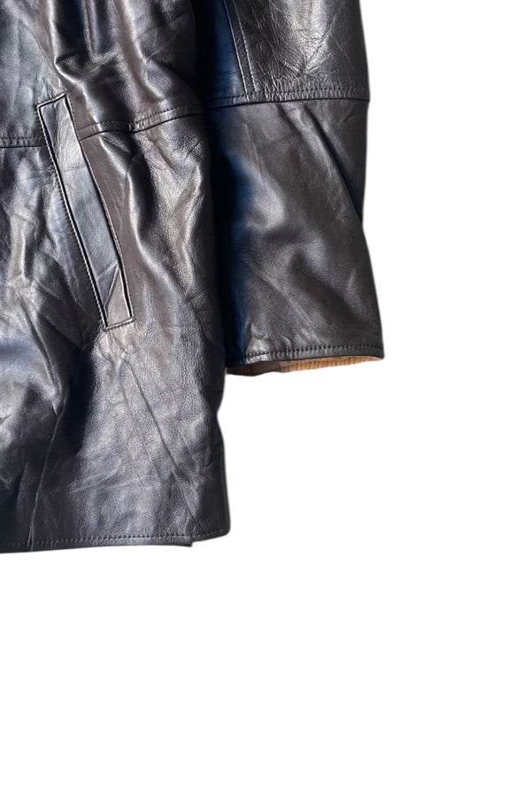 90'S REVERSIBLE LEATHER JACKET / BROWN [SIZE: M USED]