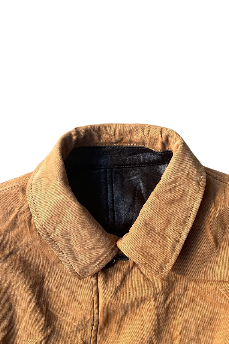 90'S REVERSIBLE LEATHER JACKET / BROWN [SIZE: M USED]