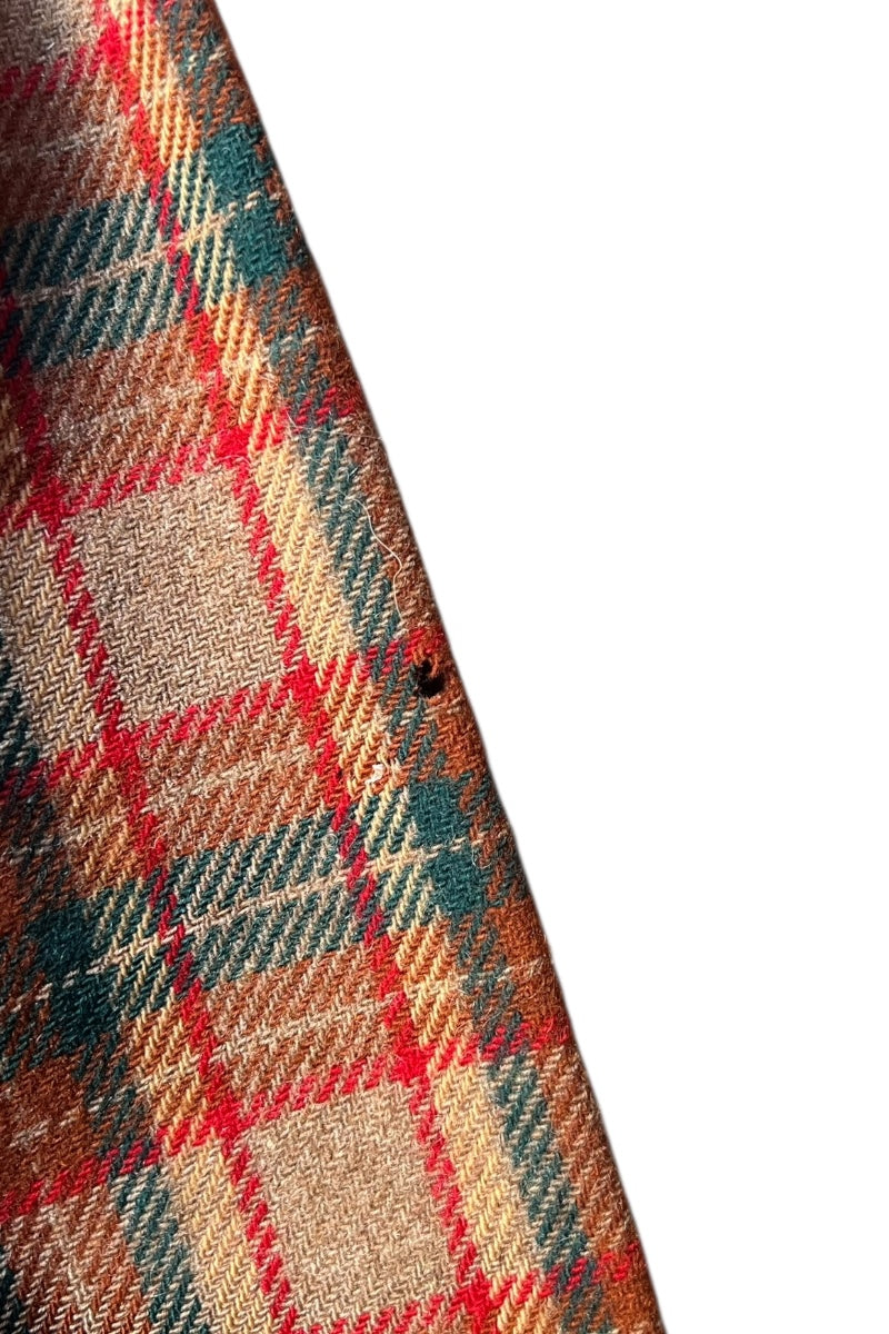 70'S L/S WOOL FLANNEL CHECK SHIRT / BROWN [SIZE: L USED]