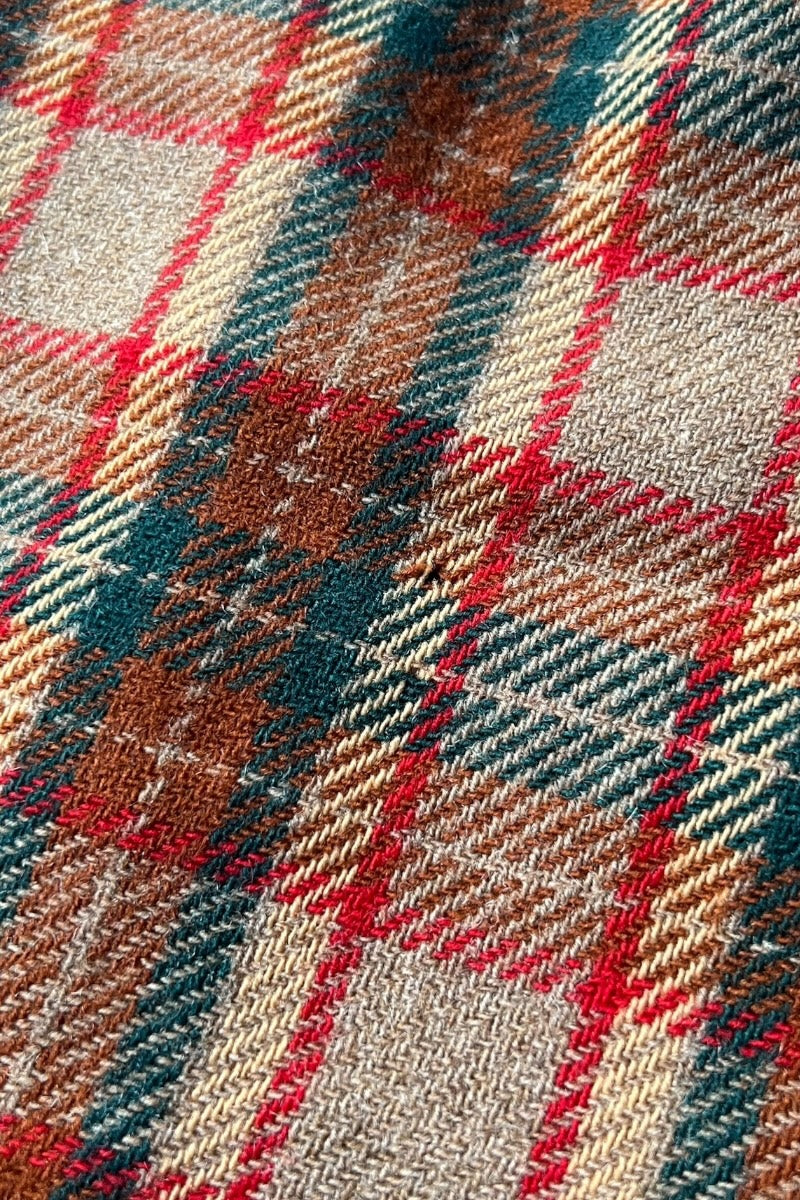 70'S L/S WOOL FLANNEL CHECK SHIRT / BROWN [SIZE: L USED]