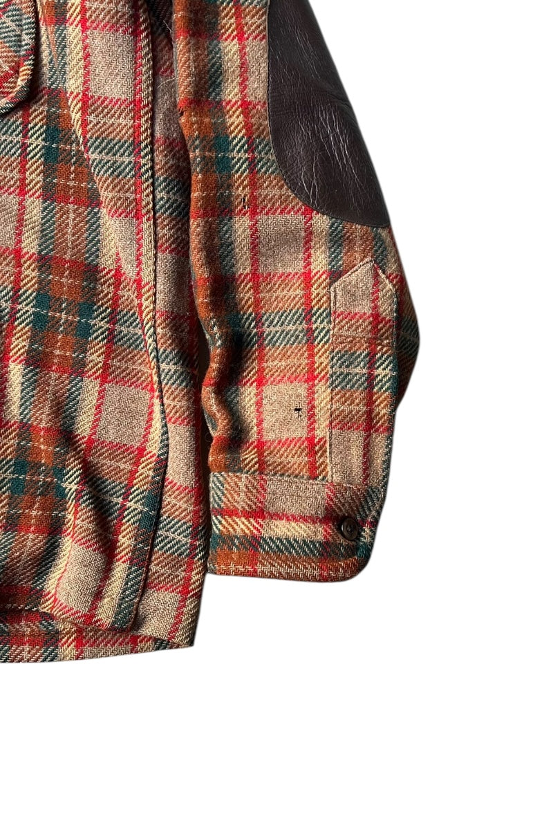 70'S L/S WOOL FLANNEL CHECK SHIRT / BROWN [SIZE: L USED]