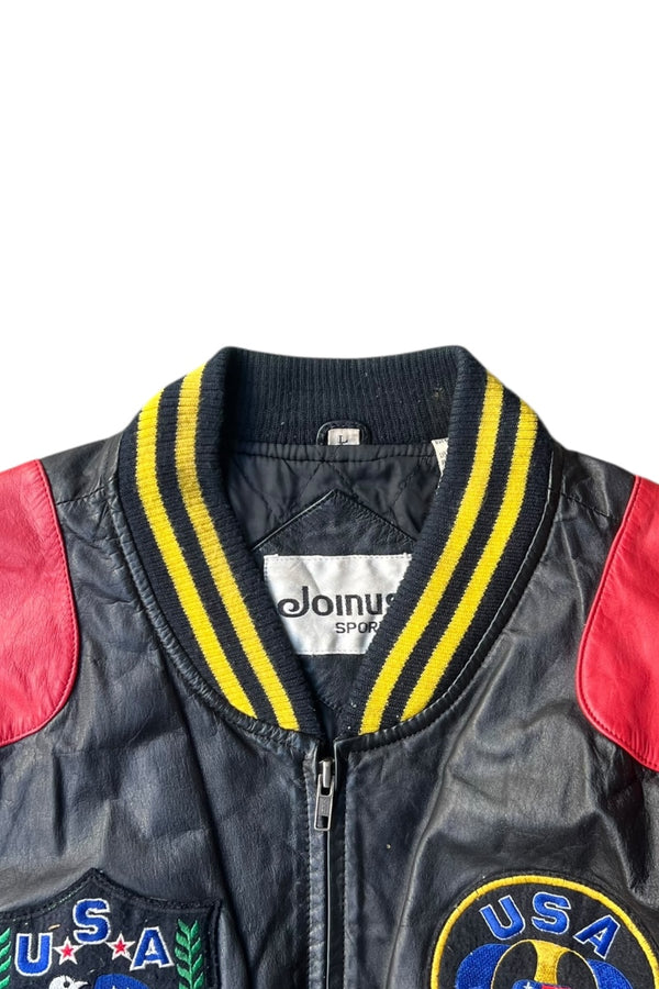 90'S AMERICAN AWARD STADIUM LEATHER JACKET / BLACK [SIZE: L USED]