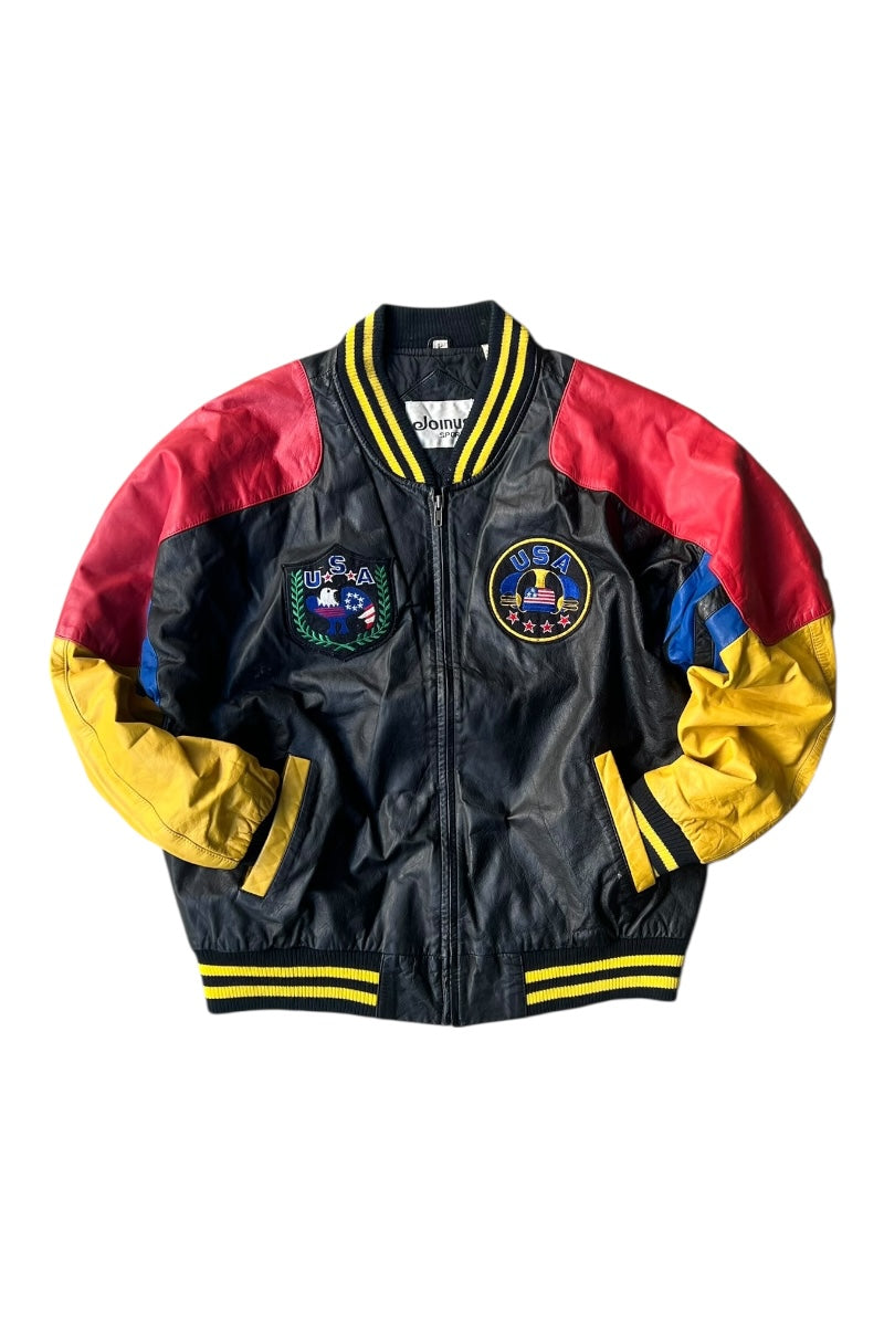 90'S AMERICAN AWARD STADIUM LEATHER JACKET / BLACK [SIZE: L USED]