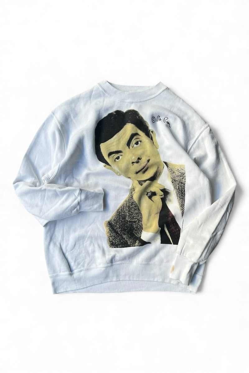 MADE IN USA 90'S MR.BEAN SWEATSHIRT / WHITE [SIZE: L USED]