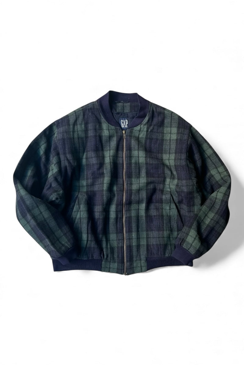 88-90'S BLACK WATCH WOOL ZIP JACKET / CHECK [SIZE: L USED]