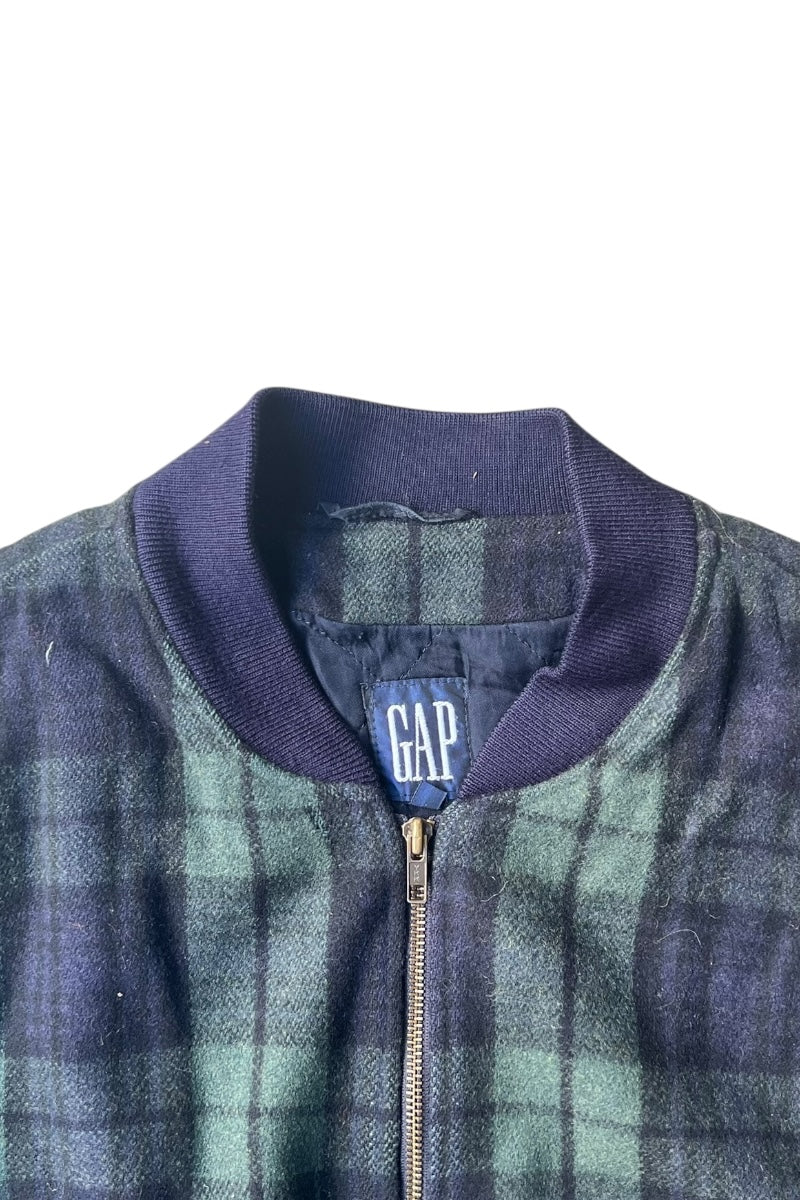 88-90'S BLACK WATCH WOOL ZIP JACKET / CHECK [SIZE: L USED]