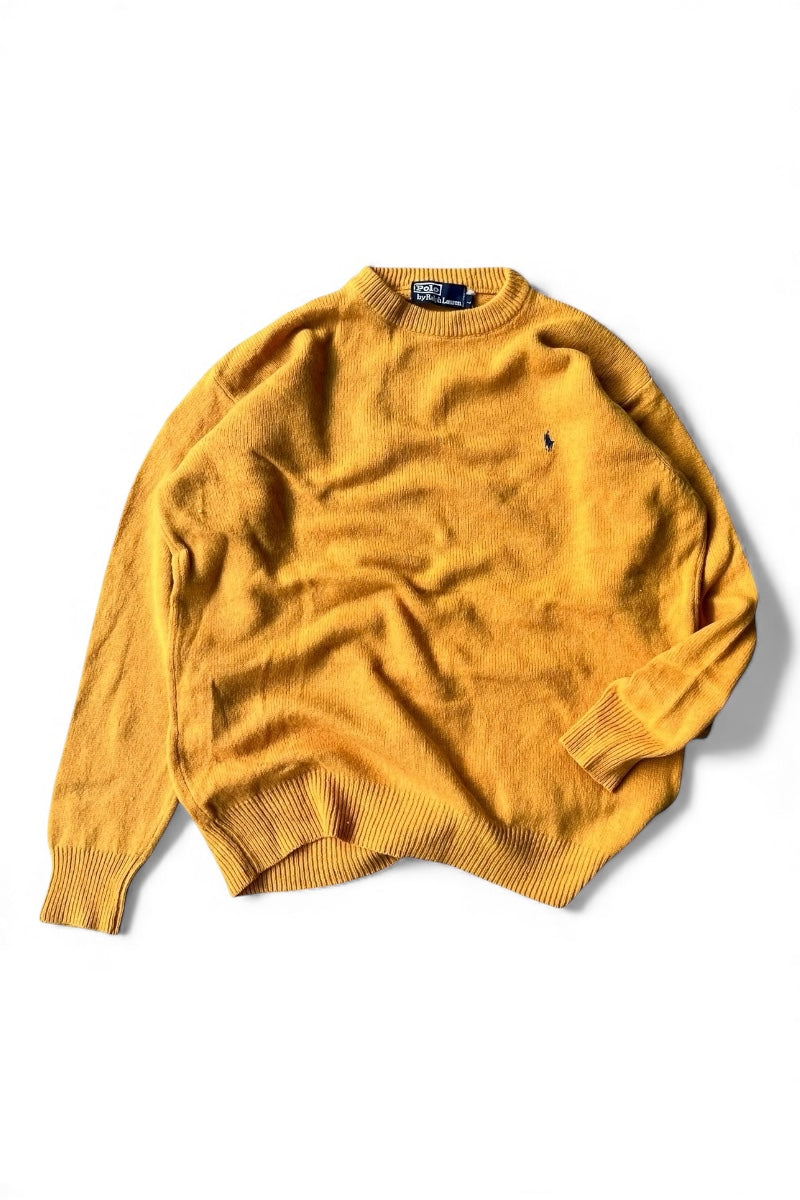 80'S WOOL KNIT SWEATER / YELLOW [SIZE: L USED]