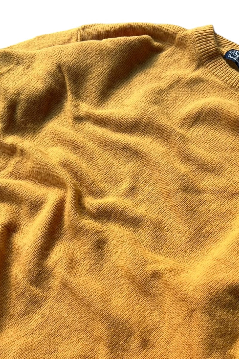 80'S WOOL KNIT SWEATER / YELLOW [SIZE: L USED]