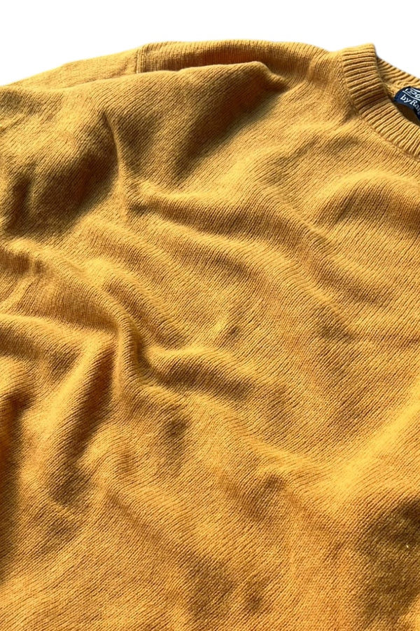 80'S WOOL KNIT SWEATER / YELLOW [SIZE: L USED]