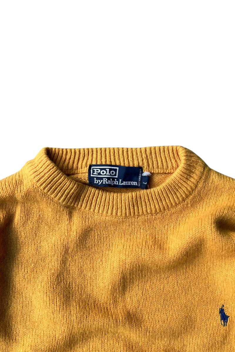 80'S WOOL KNIT SWEATER / YELLOW [SIZE: L USED]