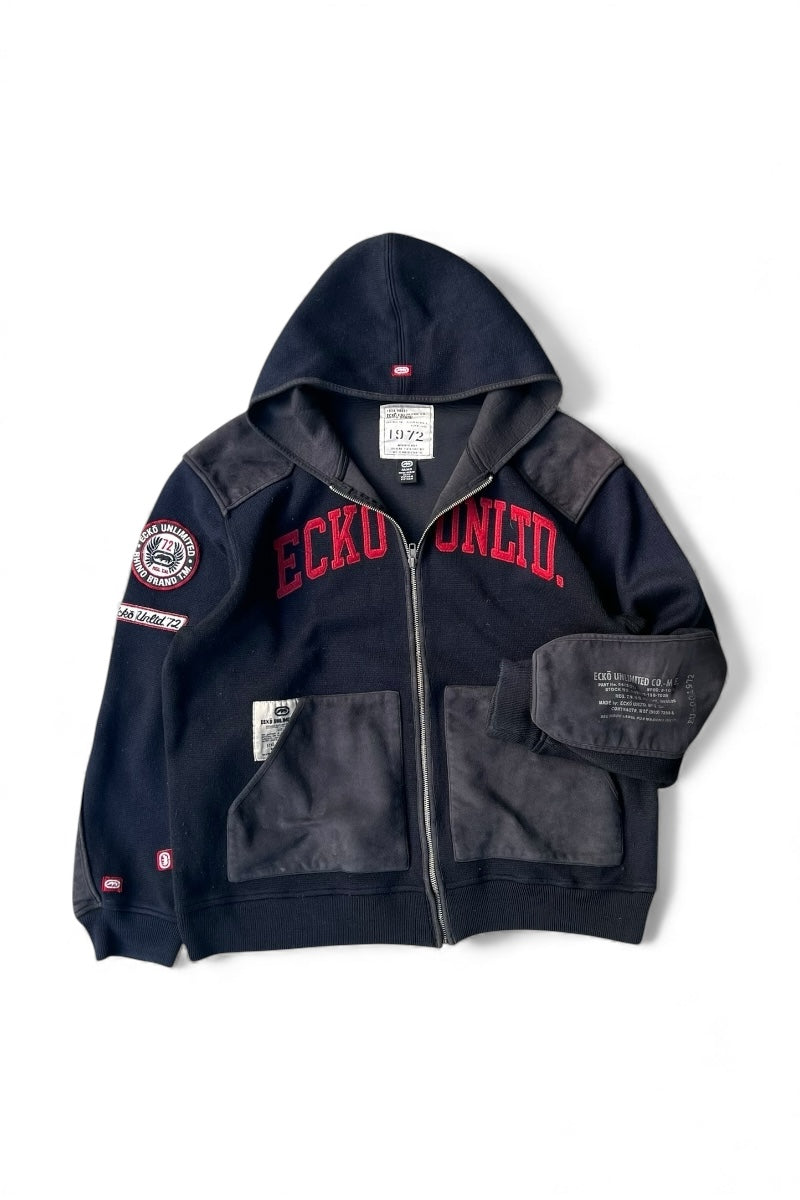 Y2K EARLY 00'S ZIP HOODIE JACKET / BLACK [SIZE: M USED]