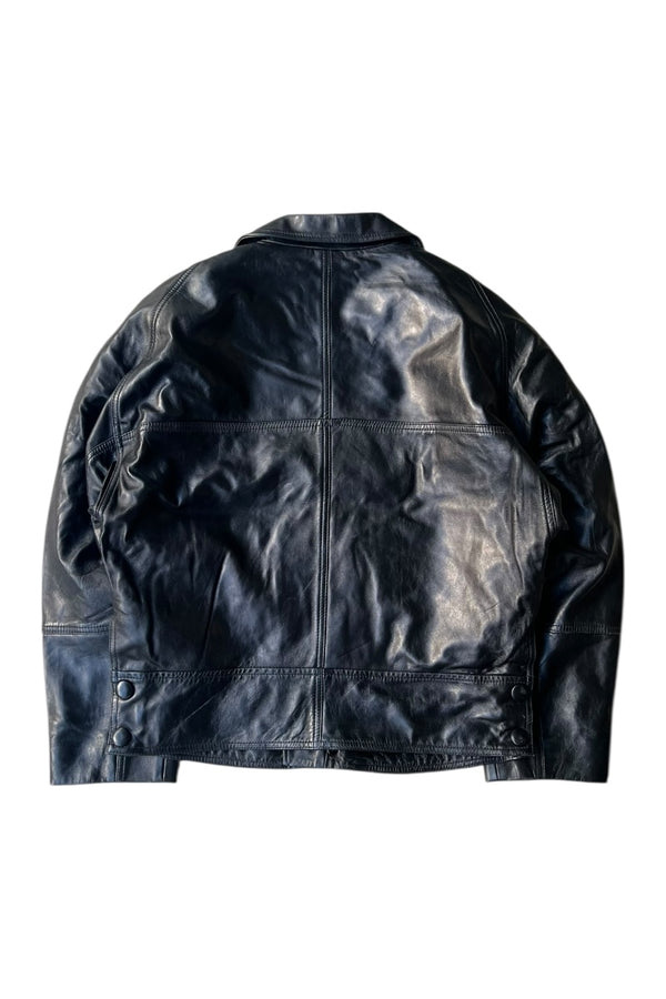 OVERSIZED LEATHER JACKET / BLACK [SIZE: 36 USED]